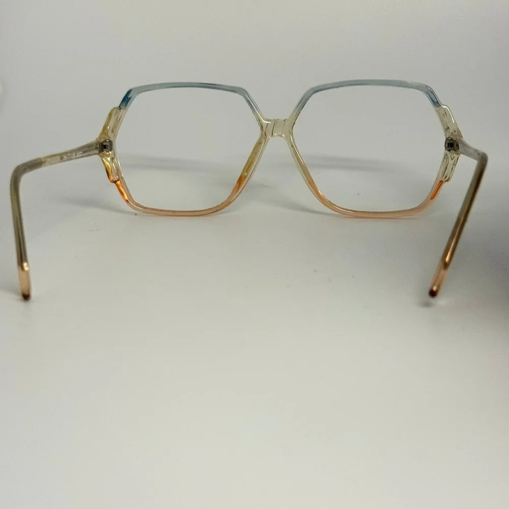Kenmark Gallery Jean Vintage Oversized Geometric Eyeglass Frames Blue Peach 56mm